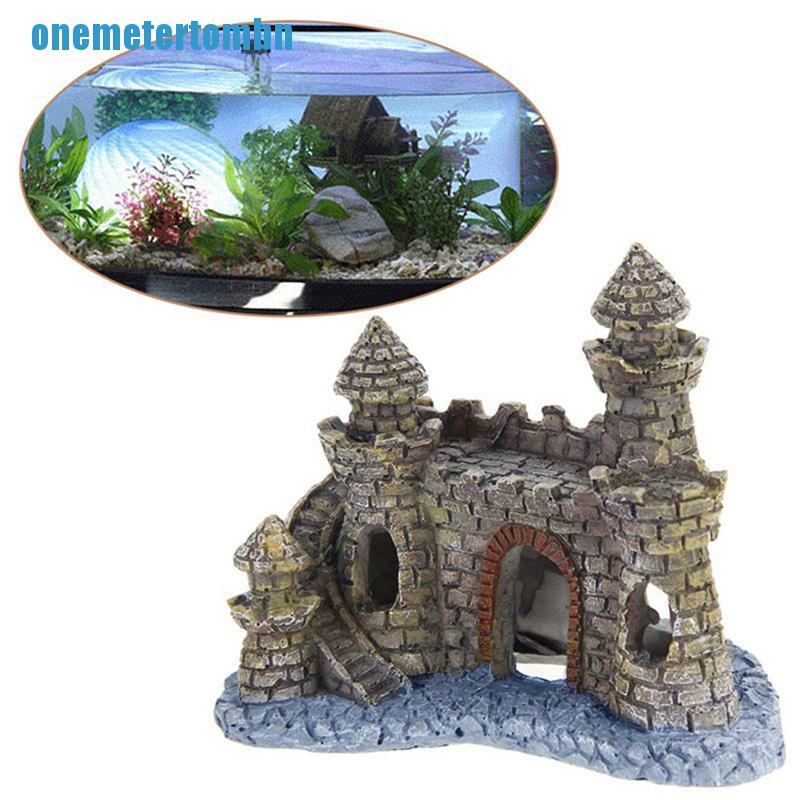 Polyresin Tower Castle Aquarium Ornament Fish Tank Decoration Accessories New