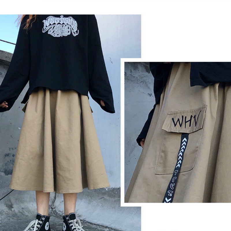 Chân Váy Chữ A Vải Cotton Phối Túi Cá Tính | BigBuy360 - bigbuy360.vn