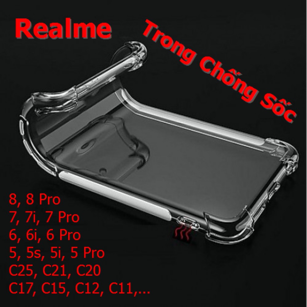 Ốp Lưng Dẻo Trong Chống Sốc Realme C25, C21, C20, C17, C15, C12, C11, C2, C1, 8, 7, 7i, 6, 6i, 5, 5i, 5s, 5 Pro,...