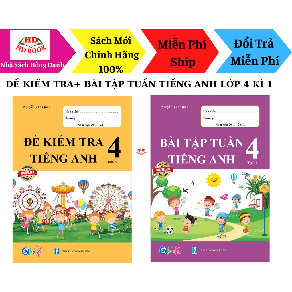 Sách - Combo Bài Tập Tuần và Đề kiểm tra Tiếng Anh Lớp 4 –Kì 1 (2 quyển)