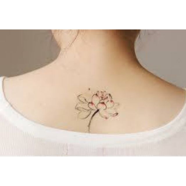 Hình xăm tatoo bông sen L09.Xăm dán tatoo mini tạm thời, size &lt;10x6cm