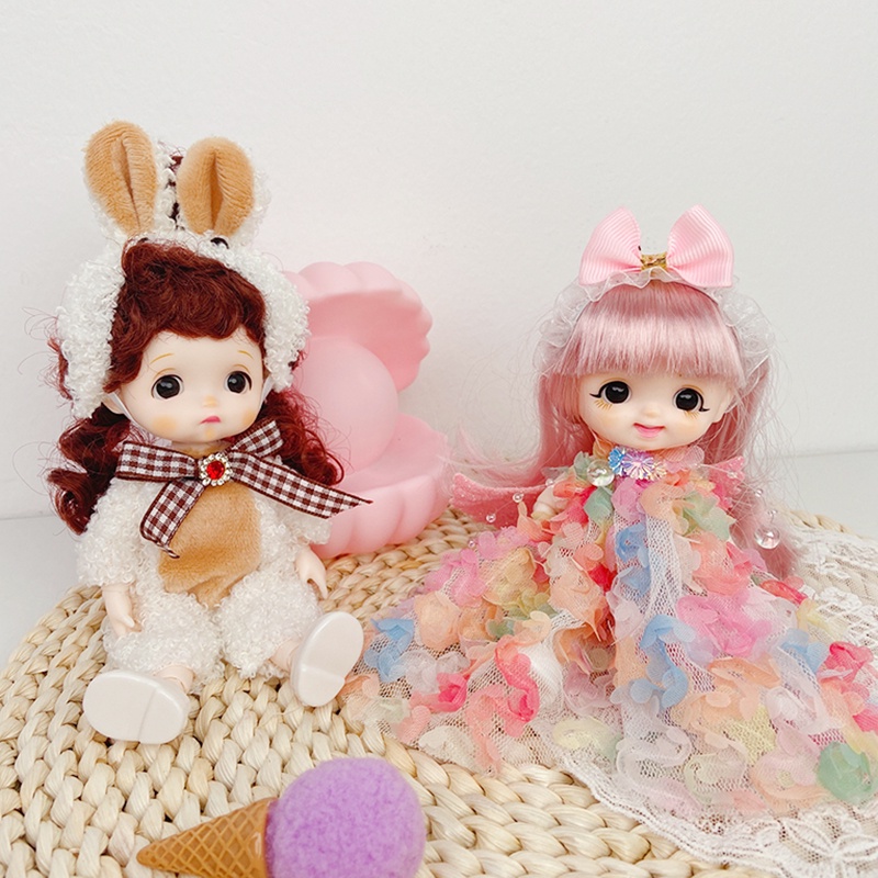 Búp Bê Bé Gái 17CM Mặc Quần Áo Dễ Thương