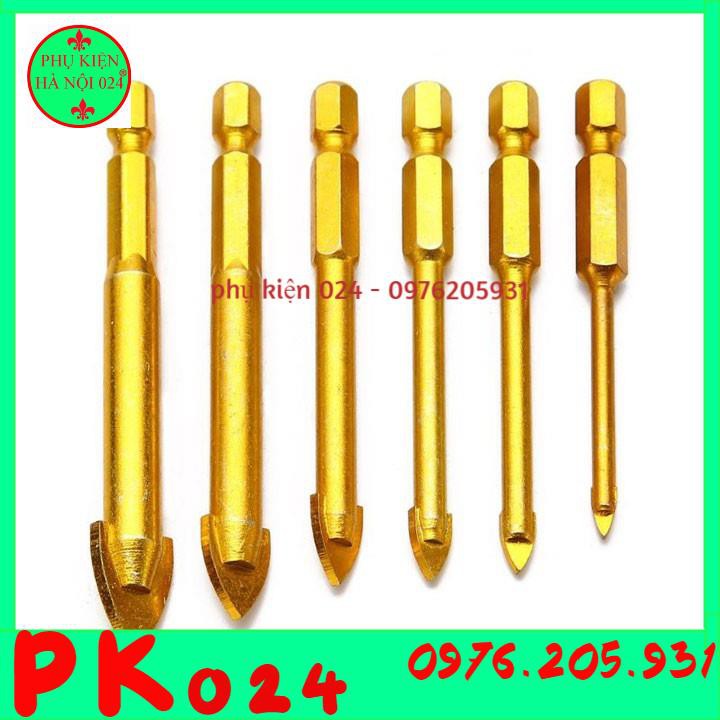 Bộ 6 Mũi Khoan Tam Giác Mạ Titan Khoan Tường - Thủy Tinh - Bê Tông Đa Chức Năng từ 3-10mm