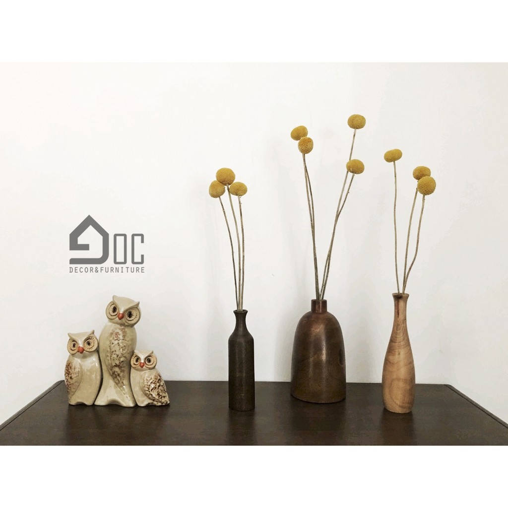 Lọ hoa gỗ, cắm hoa khô, hoa lụa - đồ thủ công mĩ nghệ, trang trí phòng khách, bàn ăn ( 10*18cm)