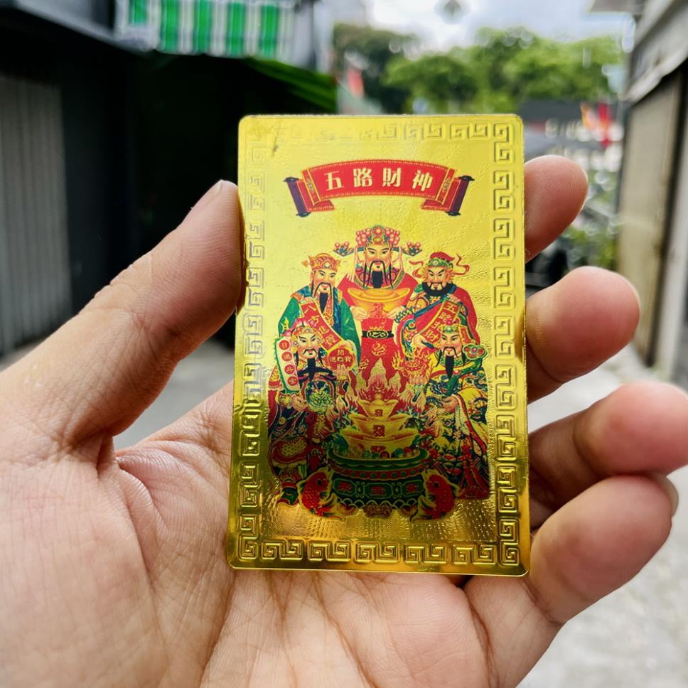Thẻ Kim Bài Quan Thế Âm, Phật Thích Ca, Ngũ Lộ Thần Tài Khai Lộc, Thần Tài Triệu Công Minh Plastic Mạ Vàng Phong Thủy