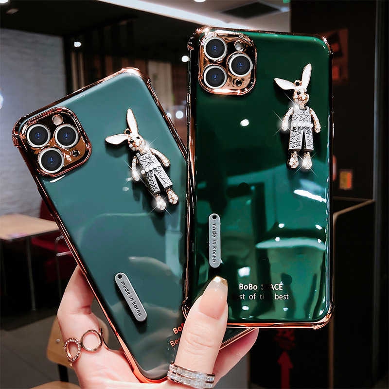Ốp lưng silicon hình thỏ chống rơi bảo vệ toàn diện cho iPhone 12 12pro 12 Pro Max 7+ 6s+ 8+ SE 7 8 11 Xs 11 Promax