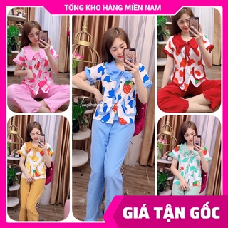 Đồ bộ nữ mặc nhà cổ tiểu thư chất kate in hình bò sữa dễ thương DBKIHTN42 KATE IN HÌNH TỔNG HỢP
