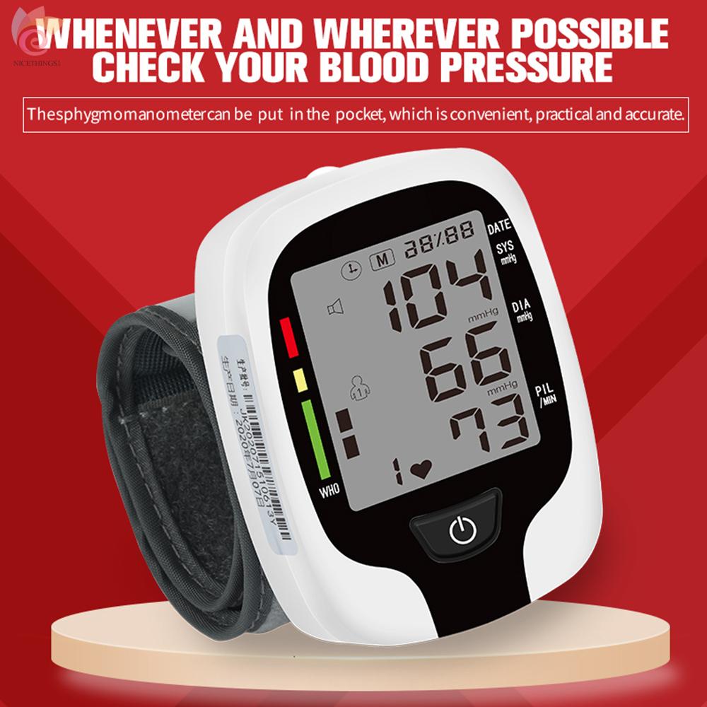 ET Wrist Blood Pressure Monitor Digital LCD Screen Electronic Sphygmomanometer Home Automatic Intelligent Wrist Cuff Sphygmomanometer Blood Pressure Meter