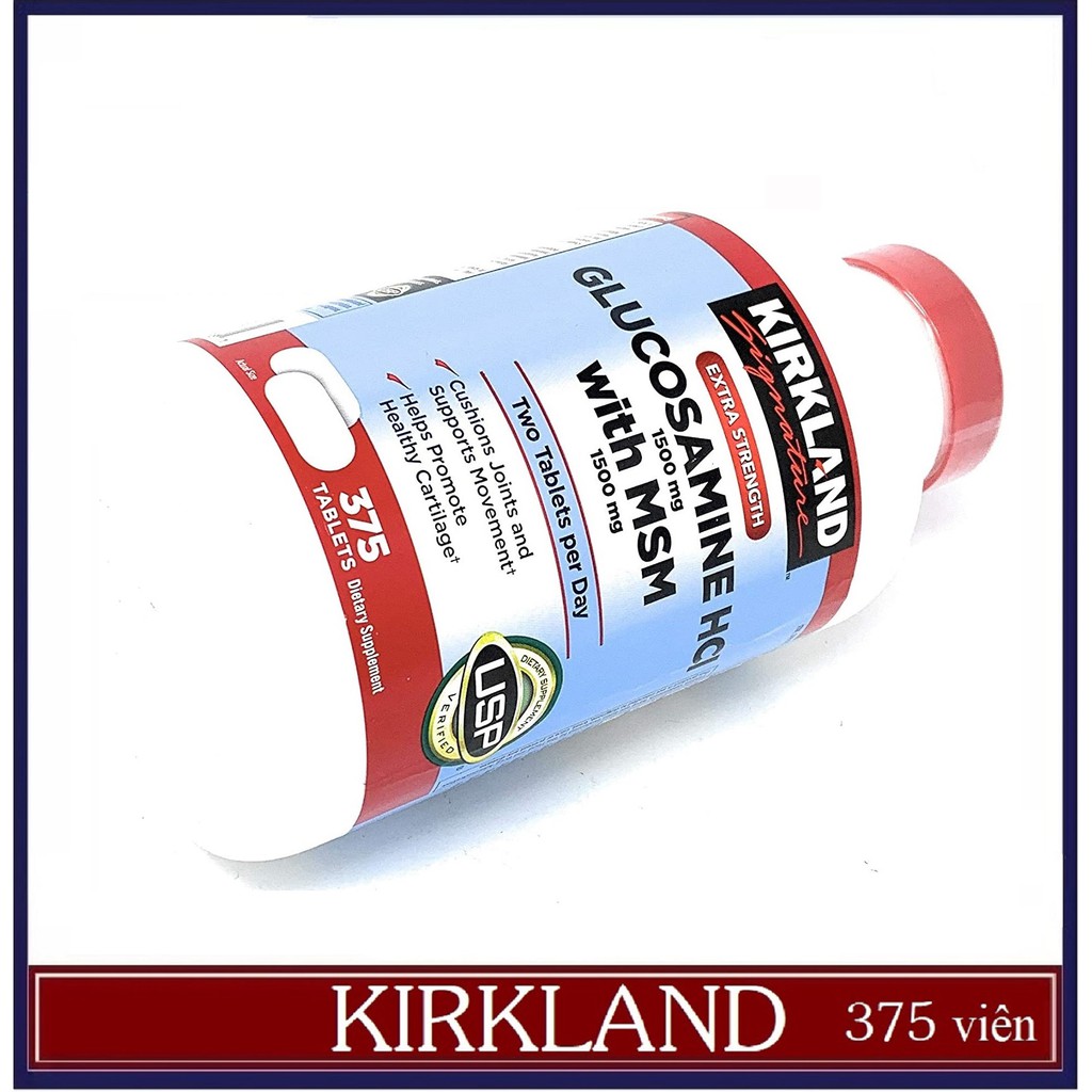 [Date-09/2022] Viên Uống Bổ Khớp Glucosamine HCL 1500mg và MSM 1500mg Kirkland Mỹ [Hộp 375 viên]