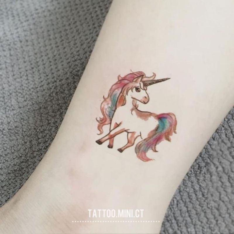 Hình xăm thần mã c08. Xăm dán tatoo mini tạm thời, size &lt;10x6cm