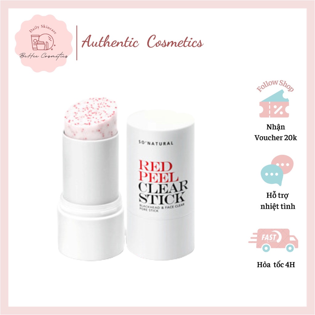 Thanh Lăn Hỗ Trợ Giảm Mụn Đậu Đen, Điều Tiết Bã Nhờn So' Natural Red Peel Clear Stick 23g
