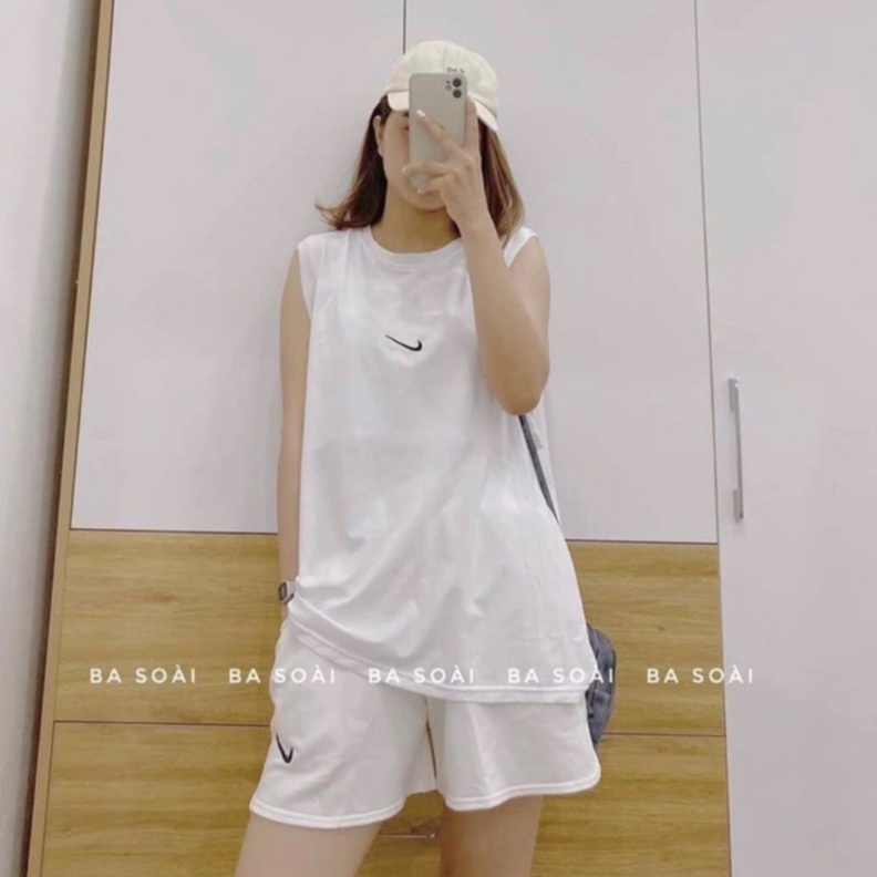 Bộ thể thao nữ LOZADO bộ quần áo nữ sát nách quần đùi form rộng chất mát mẻ thoải mái B631