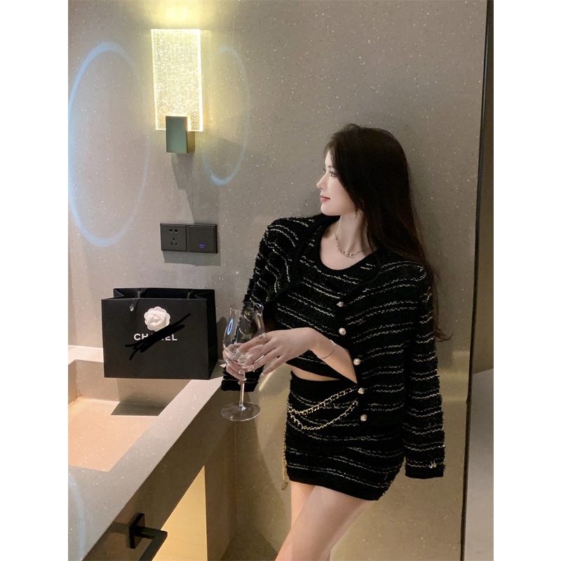 Áo Khoác Và Chân Váy Dệt Kim Thiết Kế Quyến Rũ Cho Nữ