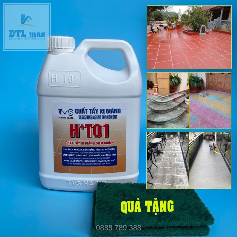 Tẩy xi măng trên nền gạch. Tẩy xi măng H + T 01 Chai 1.8L