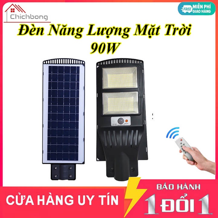 Đèn năng lượng mặt trời đường phố sân vườn cảm biến 90W, đèn đường năng lượng mặt trời