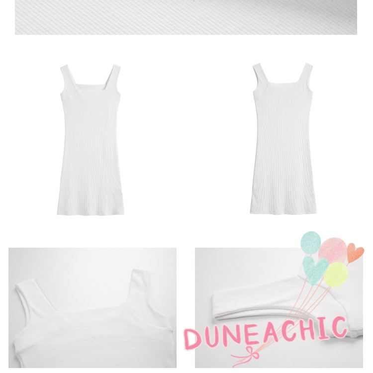 DUNEA Đầm Cổ Vuông Trễ Vai Ôm Dáng Thiết Kế Quyến Rũ Cho Nữ