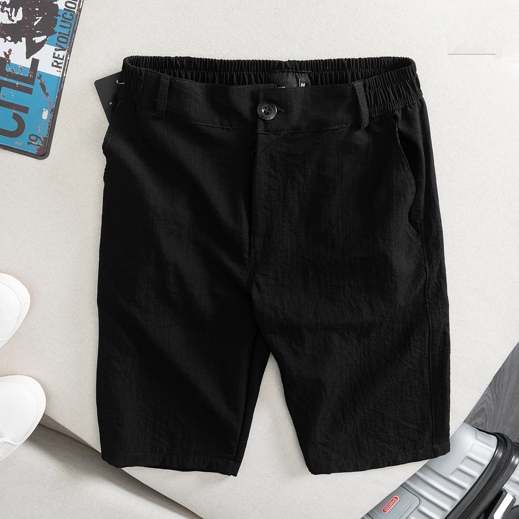 Quần short nam phong cách Hàn Quốc chất liệu vải đũi linen cao cấp (có thiết kế túi sau) - Quần short thể thao nam QN111