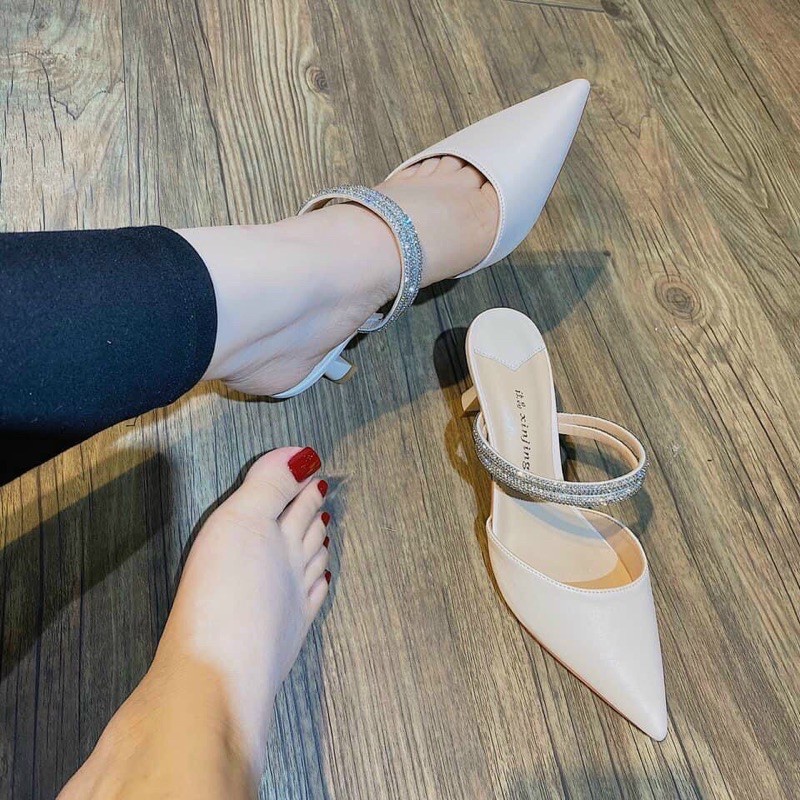 Giày Cao Gót Bít Mũi 5p  2 Kiểu Tôn Da Mã C32