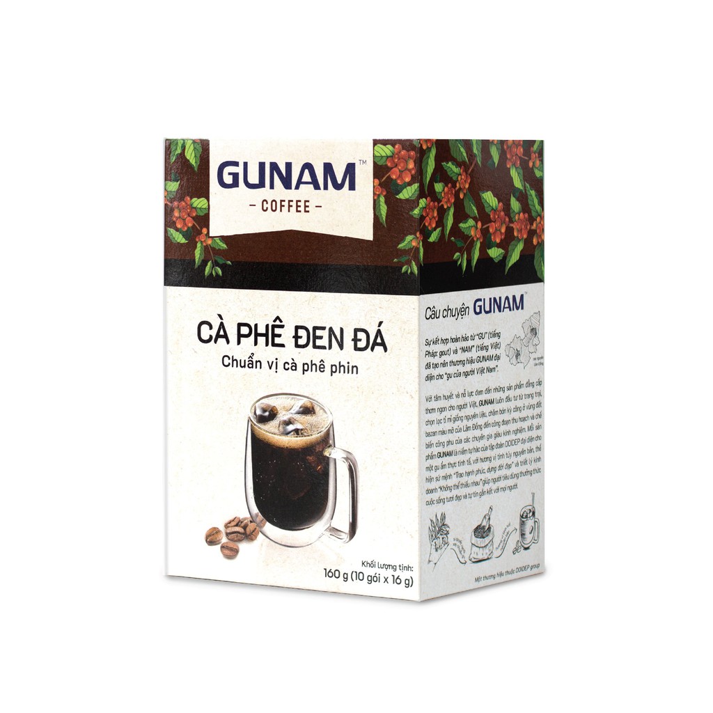 Cà phê hòa tan GUNAM cà phê đen đá (hộp 10 gói x 16g)