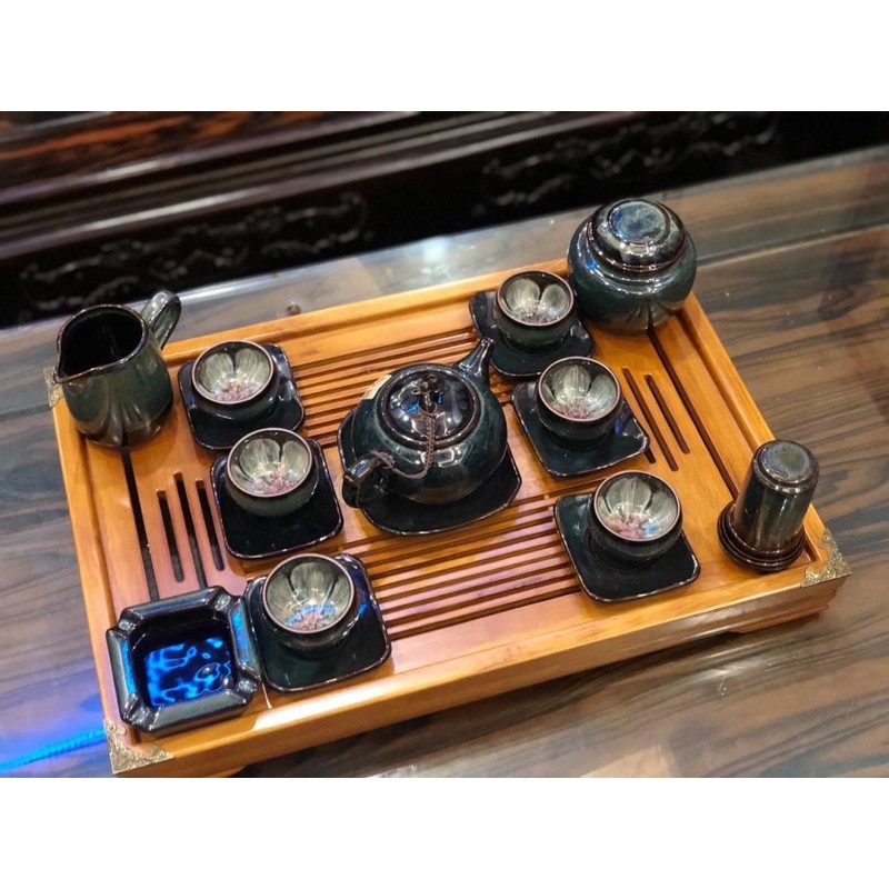 Bộ ấm chén HOA NỞ TRONG CHÉN nghệ nhân TÔ THANH SƠN Bát Tràng - Bộ ấm chén đẹp