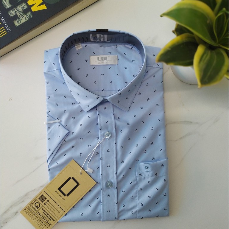 Áo sơ mi nam tay ngắn LDL, sơ mi công sở cao cấp  họa tết mỏ neo, chất liệu vải cao cấp size 38 39 40  41 42 43 | BigBuy360 - bigbuy360.vn