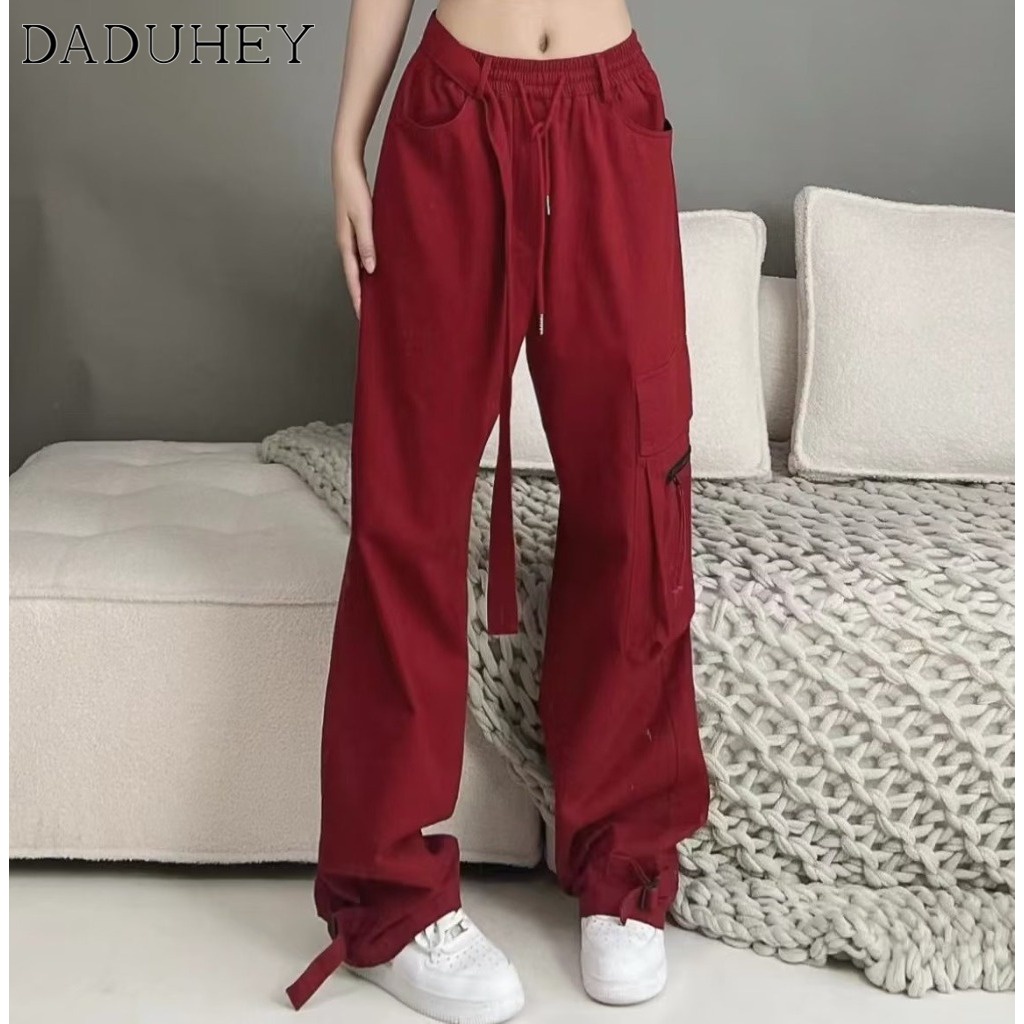 Quần dài ống suông rộng phối túi phong cách Hồng Kông retro thời trang năm 2023 cho nam