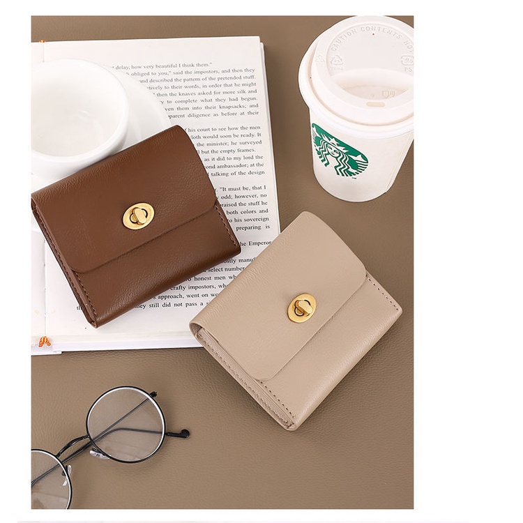 Ví Đựng Thẻ Có Khóa Phong Cách Retro Hàn Quốc