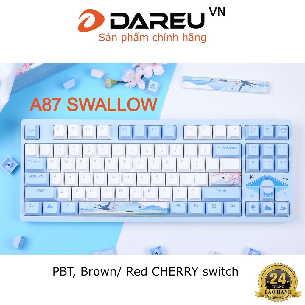 Bàn phím cơ DAREU A87 SWALLOW (PBT, Brown/ Red CHERRY switch)