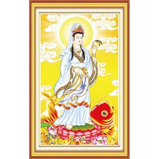 TRANH ĐÍNH ĐÁ Phật Bà Quan Thế Âm Bồ Tát đứng VS181_|75x46cm|_Chưa đính