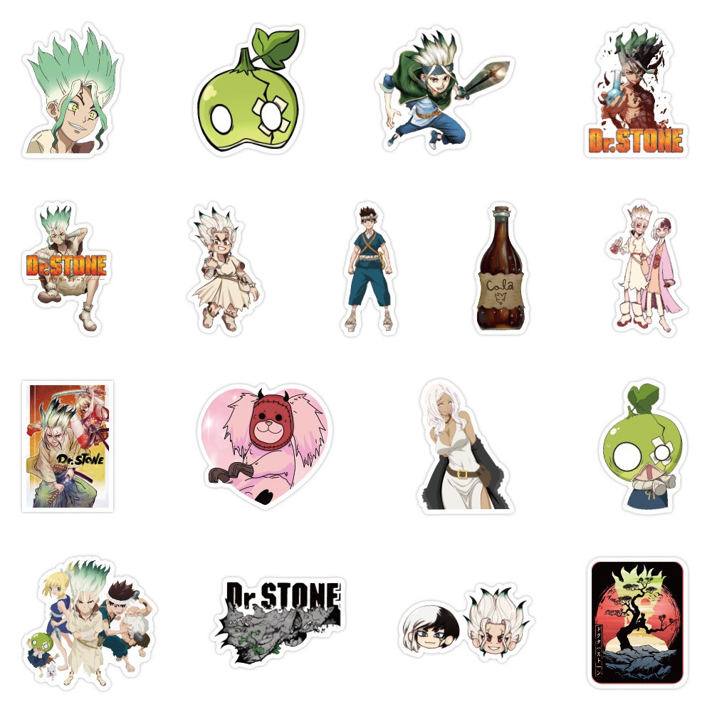 Miếng dán Sticker anime/manga Dr Stone - trọn bộ 50 hình - In rõ ràng sắc nét khó tróc