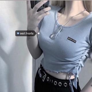 Áo Croptop tay ngắn hoạ tiết chữ in thiết kế năng động cho phái nữ