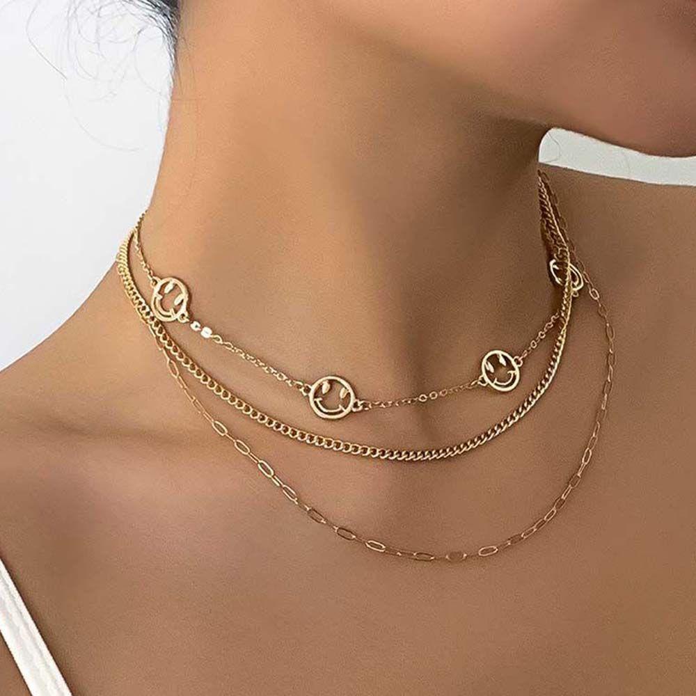Vòng Cổ Choker Mặt Cười Hình Học Rỗng Phong Cách Hip Hop Punk Hàn Quốc Làm Quà Tặng Cho Bạn Bè
