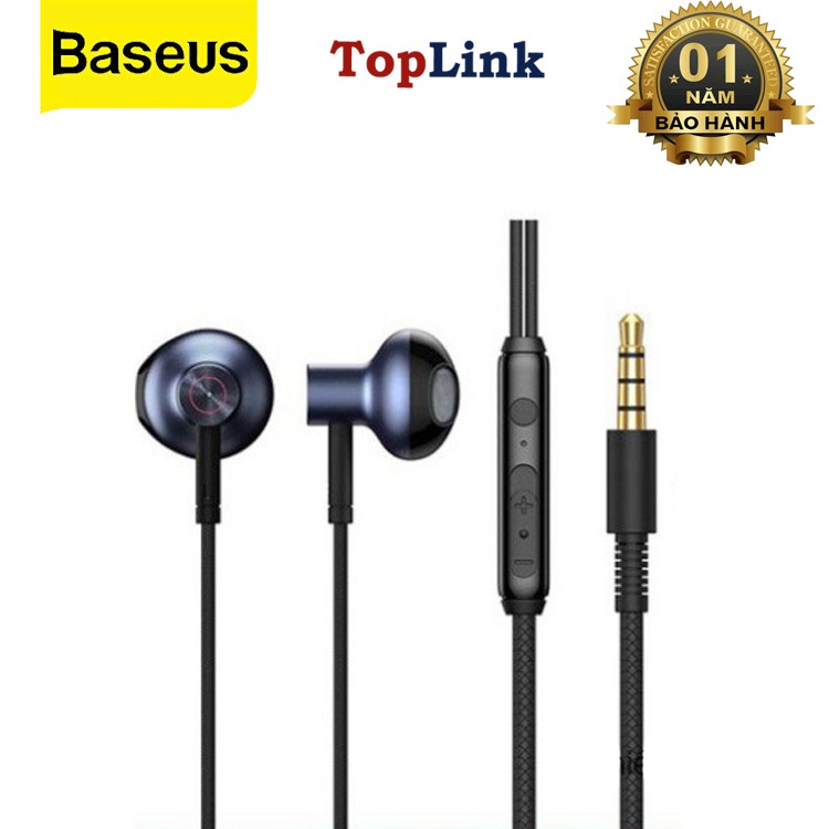 Tai Nghe Nhét Tai Có Dây Có Mic Đàm Thoại Baseus H19 Jack Cắm 3.5mm Cách Âm Chống Ồn Âm Thanh Nổi 6D Hifi - TopLink