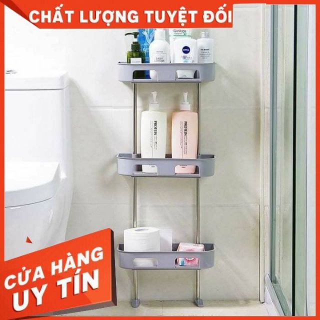 Kệ 3 tầng khung inox gắn trên nắp bồn cầu, trong phòng tắm, trong bếp