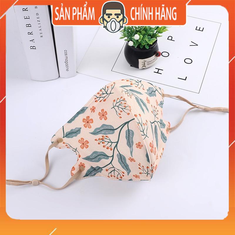 Khẩu trang vải họa tiết hoa lá êm mịn thoáng mát, tái sử dụng được phong cách Hàn Quốc