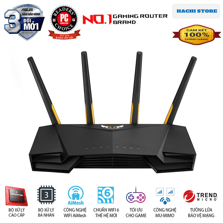 Bộ phát Wifi 6 Gaming ASUS  AX3000 Băng Tần Kép TUF-AX3000 - Hàng Chính Hãng