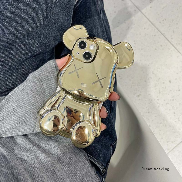 Ốp Điện Thoại Ba Chiều Mạ Vàng / Bạc Hình Gấu Bông Cho Apple Iphone 11 / 12 / 13 / pro / max