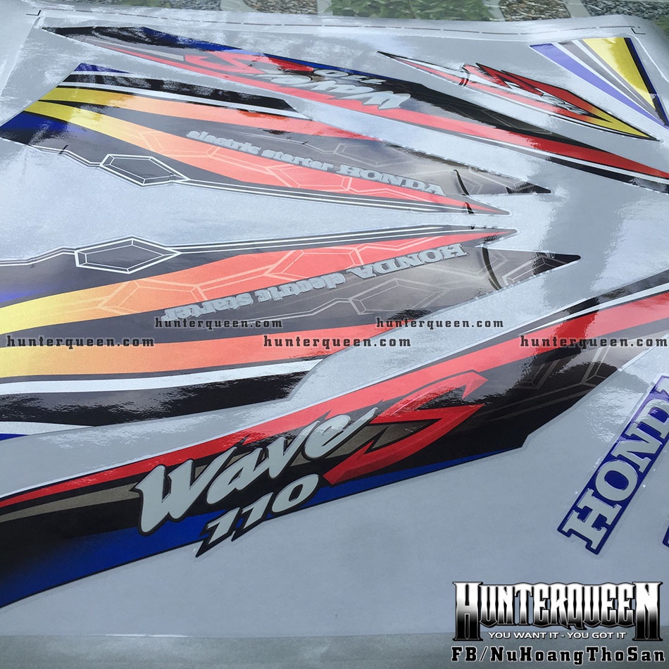 Tem ghép dán xe WAVE nhỏ đời đầu S110. Decal chất liệu candy cao cấp, ghép chữ nổi màu trắng không đụng hàng