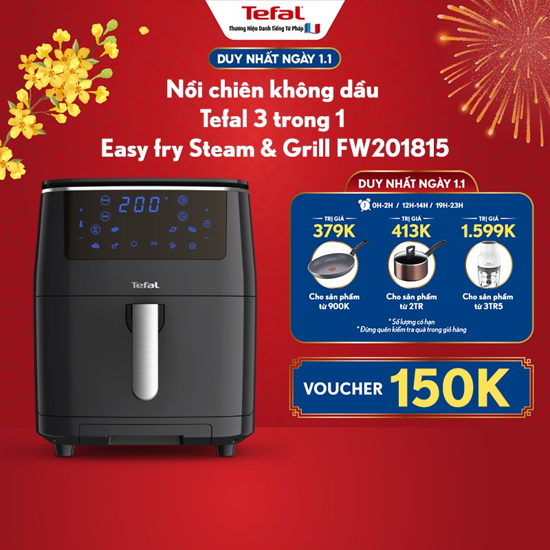 Nồi chiên không dầu Tefal 3 trong 1 Easy fry Steam &amp; Grill FW201815