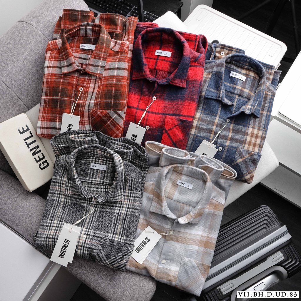 Aó sơ mi nam dài tay UNDES 2 VNXK chính hãng,Form Slim,chất vải Flannel mềm mịn Hàng VNXK