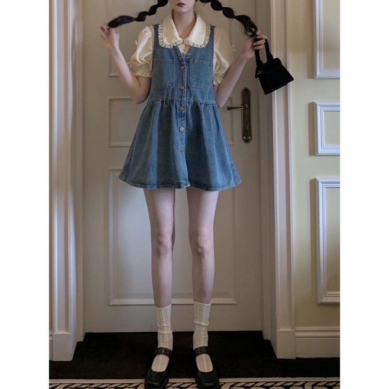 Đầm Yếm denim mùa hè hàng loại 1 nặng tay bigsize 3xl