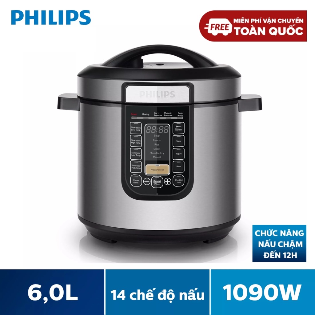 Nồi Áp Suất Điện Tử Philips HD2137, HD2137/65 (6L) - Hàng chính hãng