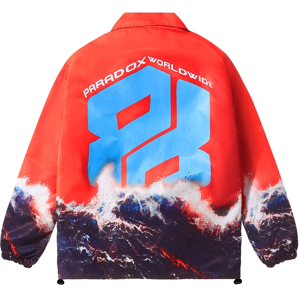 Áo khoác dù 2 lớp Paradox form rộng - Unisex - In hình - RED WAVE OVER-PRINTED JACKET