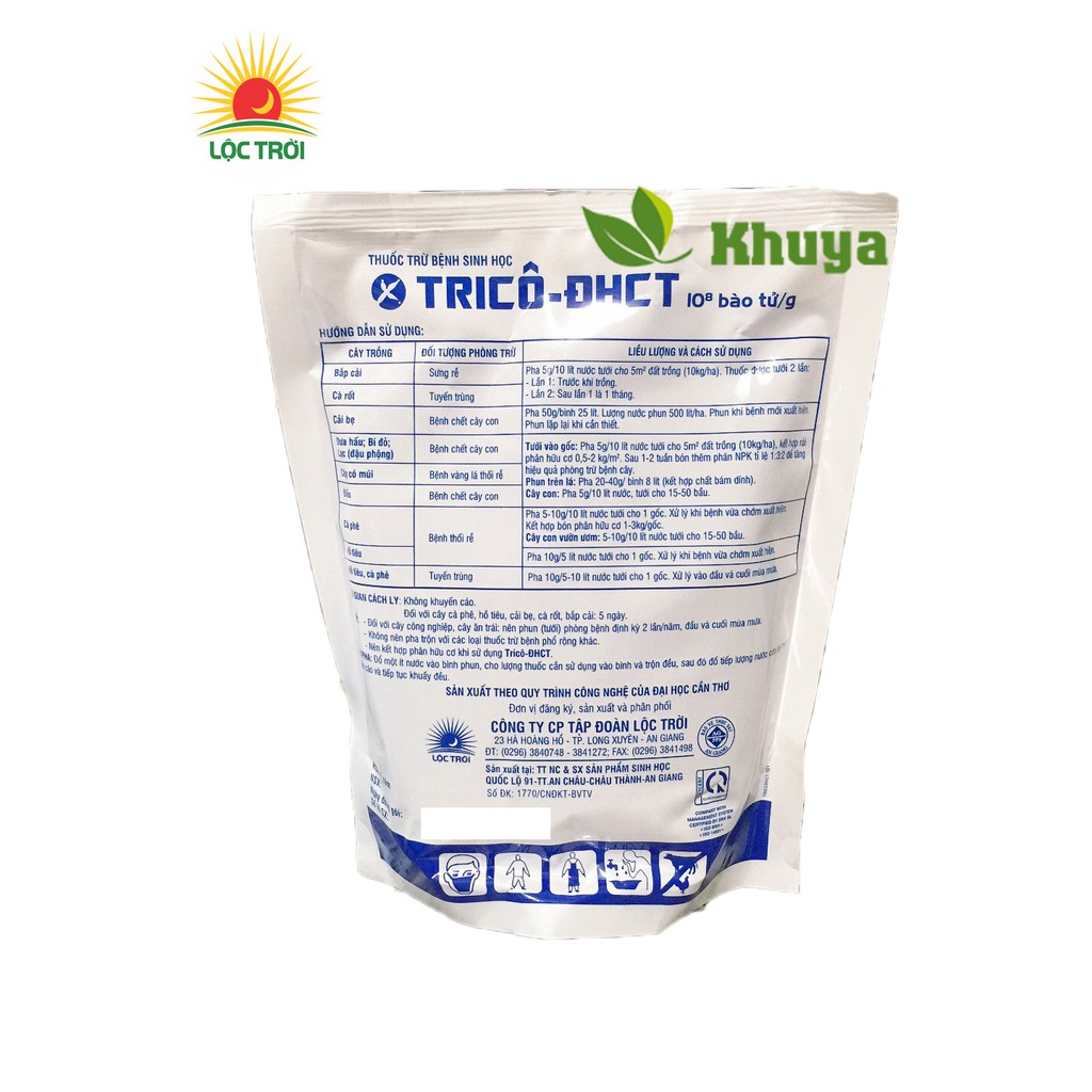 Trừ bệnh vi sinh nấm Trichoderma Trico ĐHCT 500gr chính hãng Lộc Trời