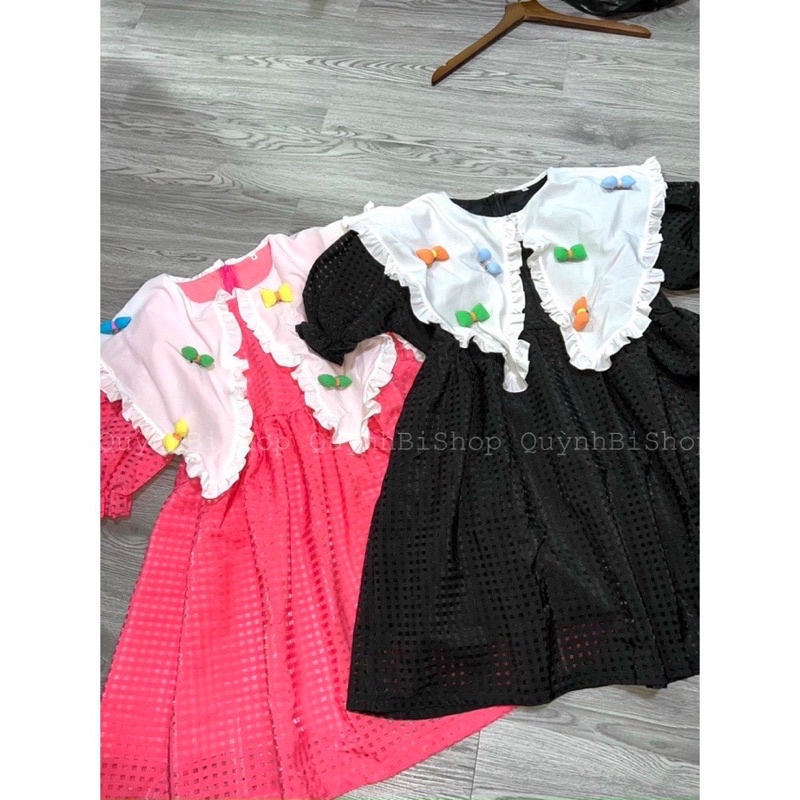 BIGSIZE Đầm babydoll caro cổ bèo đính nơ 50-90kg