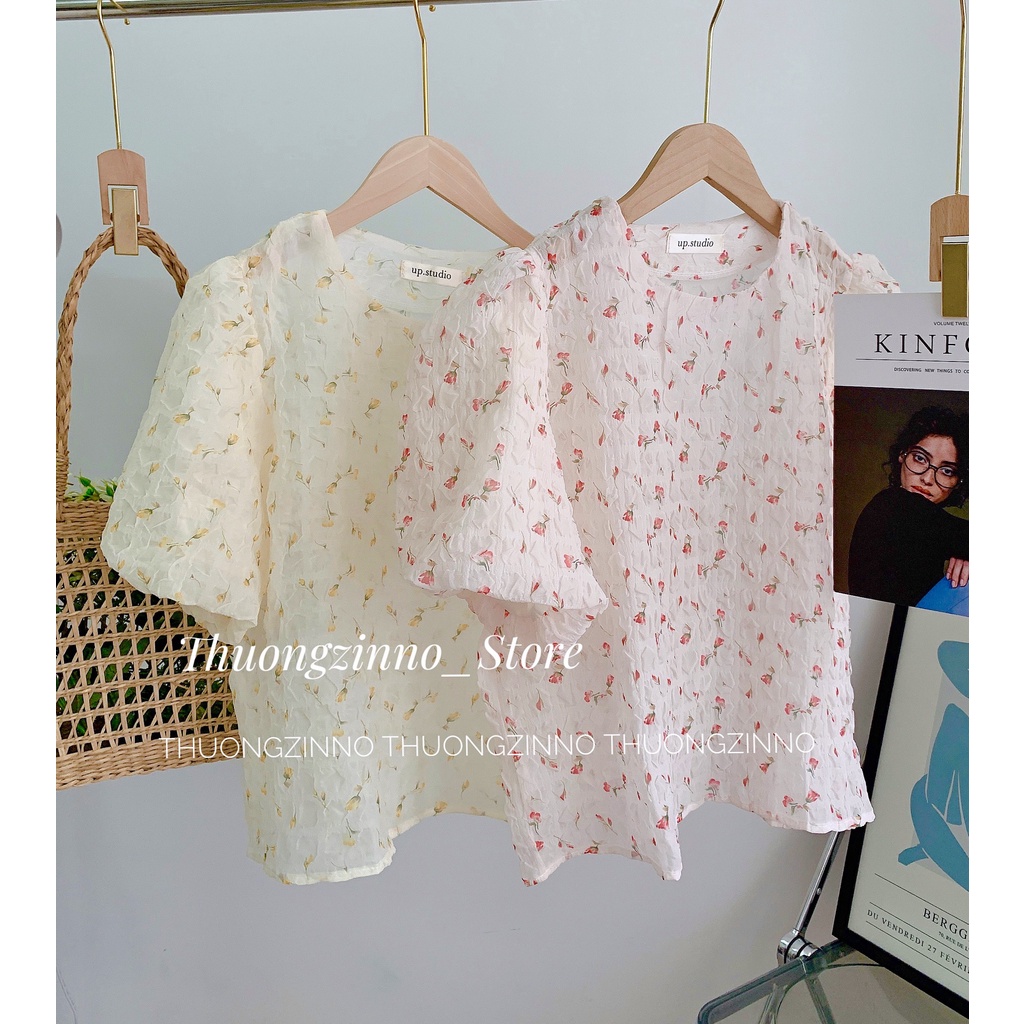 [Ảnh thật/Video] Áo hoa Chiffon Hoa Nhí Cổ Tròn Dịu Dàng Cho Nữ ÁO SƠ MI TRẺ TRUNG HÀNG QUẢNG CHÂU