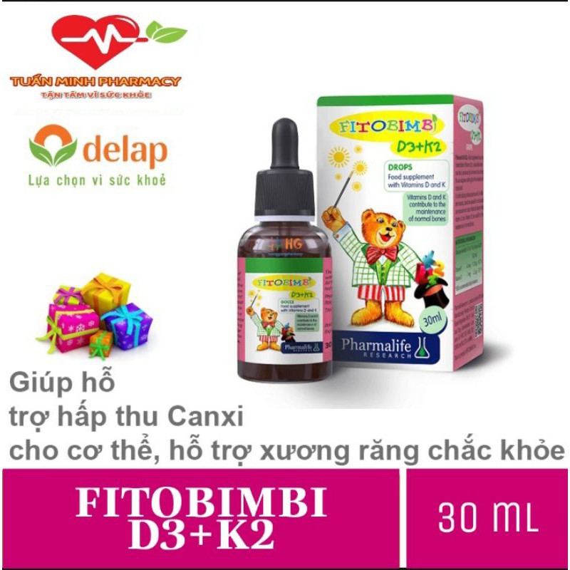 Fitobimbi D3+K2 - Giúp xương răng chắc khỏe, hết lo trẻ còi xương (Lọ 30ml)