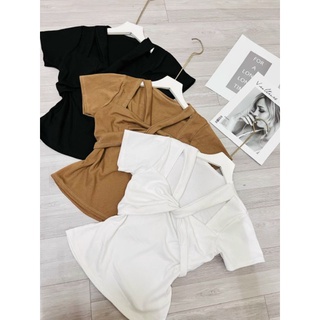 Áo thun Croptop chéo eo ( kèm ảnh thật )