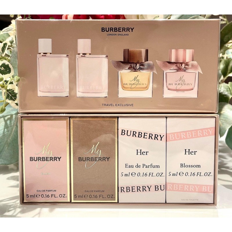 💥 Burberry 💥Set gồm 4 mùi: Burberry Her EDP 5ml Burberry Her Blossom 5ml My BBR EDP 5ml My BBR Blush 5ml