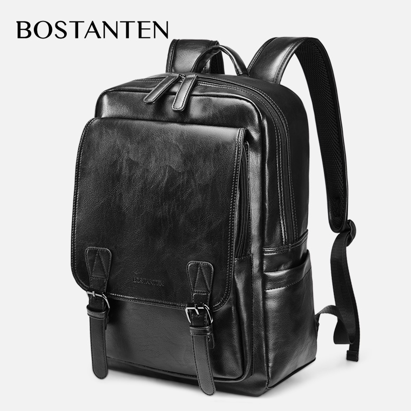 Bostanten Balo da PU đựng laptop chống thấm nước thời trang cao cấp cho nam